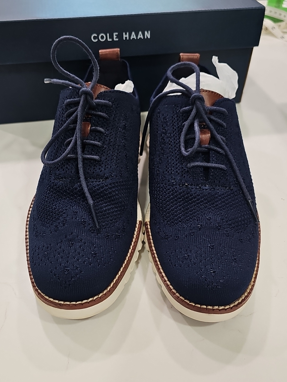 Cole Haan Zero Grand Men's Dress Shoes, Size 7.5, Navy Blue, Excellent Condition - Picture 2 of 6